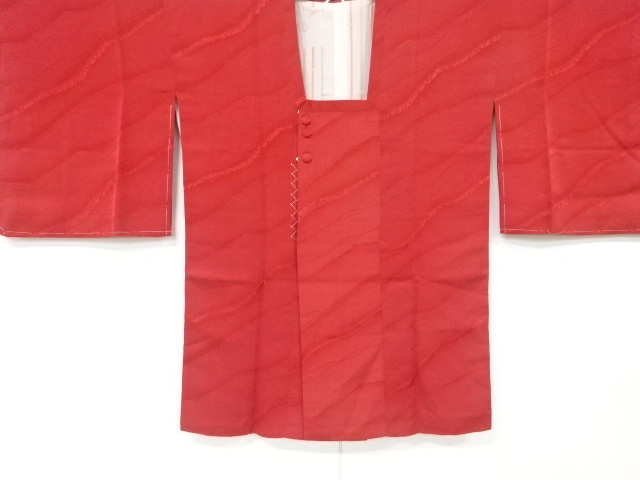 リサイクル　斜め縞に草葉模様織出し道行コート